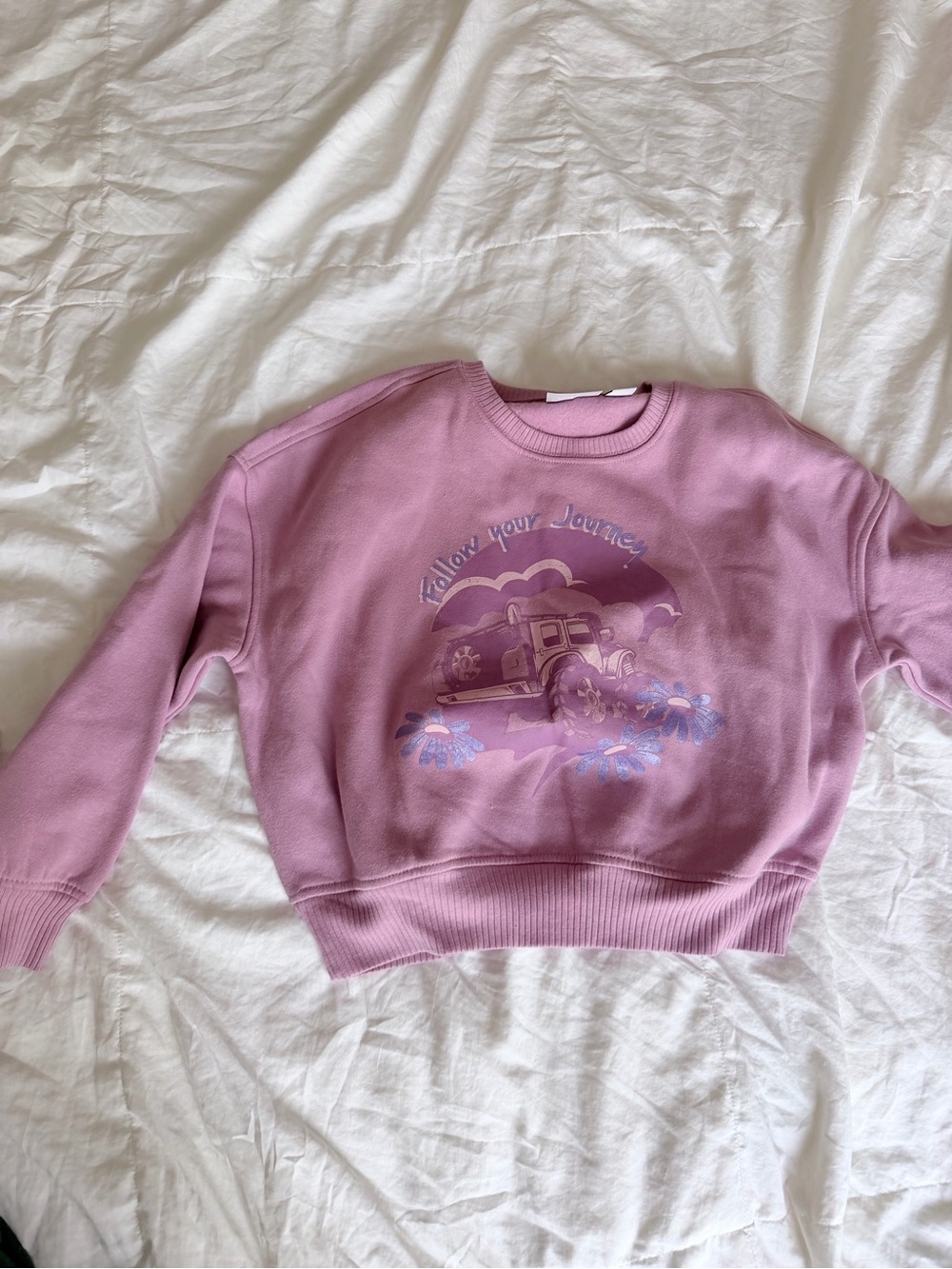 Follow Your Journey Pink Graphic Crewneck Sweater